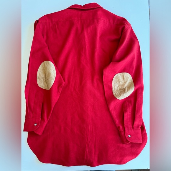 Pendleton Red Pure Virgin Wool Elbow Patch Flannel Men's XL USA Made *Flaws - Picture 6 of 8